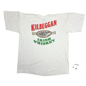 Vintage 90s Kilbeggan Irish Whiskey T-Shirt Men's XL White Caribbean Dream